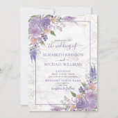 Invitation Mariage photo Rustique Lavender Lilac Gold Floral (Devant)