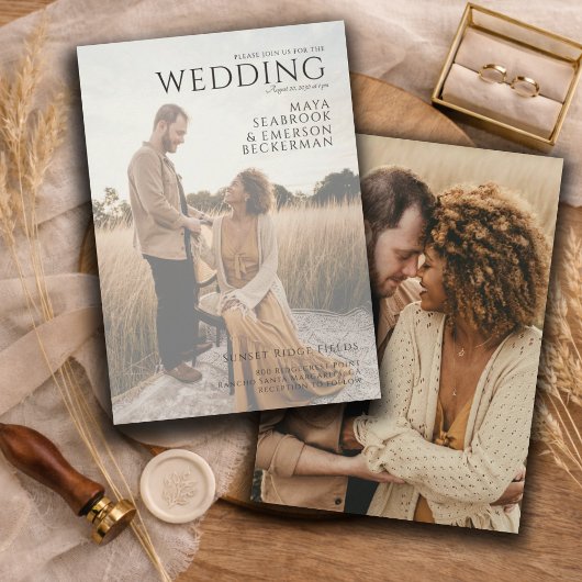 Invitation Mariage Photo Rustique Moderne