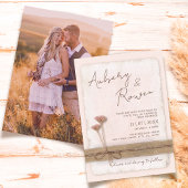 Invitation Mariage photo Rustique Neutre Burlap Eco Boho Blus