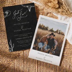 Invitation Mariage Photo Rustique Occidental Tableau Noir Cow
