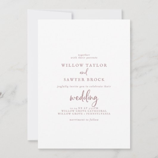 Invitation Mariage photo Rustique Rose Gold Script (Devant)