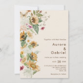 Invitation Mariage photo rustique Tournesol Beige (Devant)