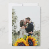Invitation Mariage photo rustique tournesol grange bois (Dos)