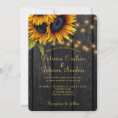 Invitation Mariage photo rustique tournesol grange bois (Devant)