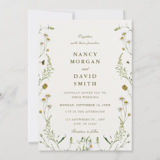 Invitation Mariage Photo Rustique Vert Sauge Fleur Sauvage