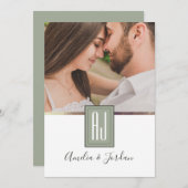 Invitation Mariage photo Sage Green (Devant / Derrière)