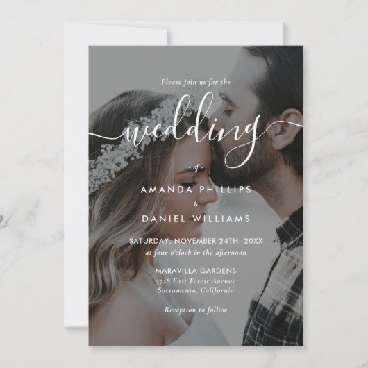 Invitation Mariage photo Sage Green Elegant Script (Devant)