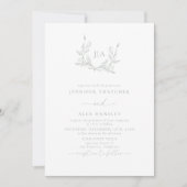 Invitation Mariage photo Sage Green Leaf (Devant)