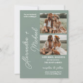 Invitation Mariage photo Sage Green Minimal Overlay (Devant)