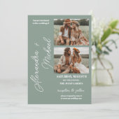 Invitation Mariage photo Sage Green Minimal Overlay (Debout devant)