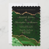 Invitation Mariage photo Scallop Edge Gold Green Agate (Devant)