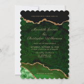 Invitation Mariage photo Scallop Edge Gold Green Geode Agate (Devant)
