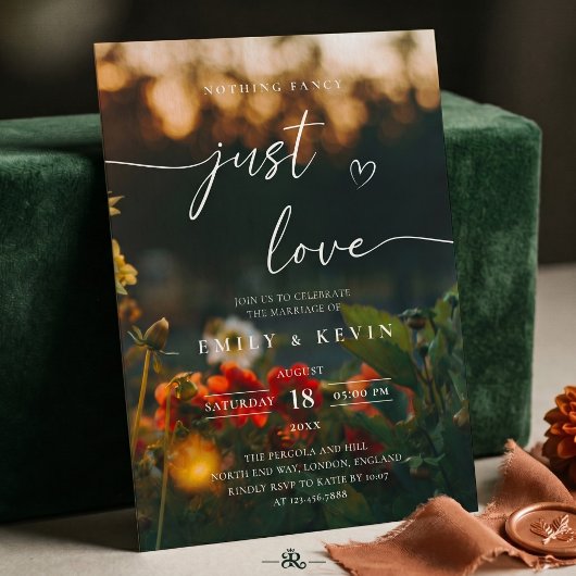 Invitation Mariage Photo Script Floral Romantique