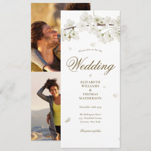 Invitation Mariage Photo Script Or Fleur Blanche 2