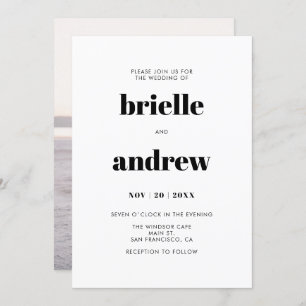 Invitation Mariage photo simple Bold Serif