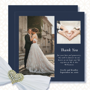 Invitation Mariage photo simple de Navy White