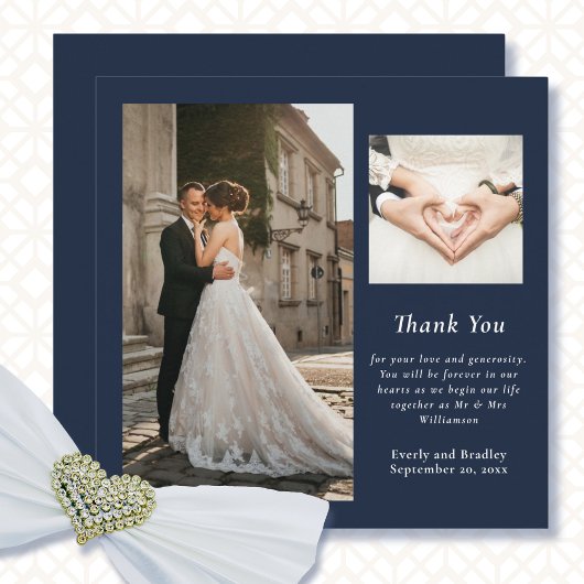 Invitation Mariage photo simple de Navy White