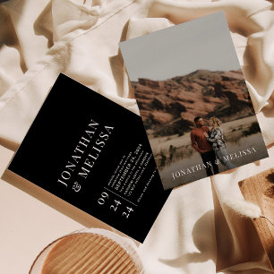 Invitation Mariage photo simple de typographie noire officiel