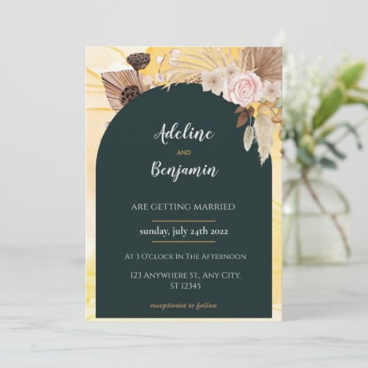 Invitation Mariage photo simple en noir et blanc (Debout devant)