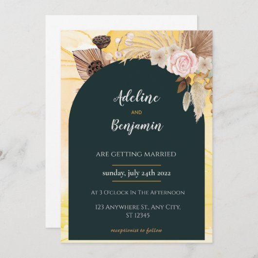 Invitation Mariage photo simple en noir et blanc (Devant / Derrière)