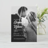 Invitation Mariage photo simple en noir et blanc (Debout devant)