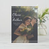 Invitation Mariage photo simple en noir et blanc (Debout devant)