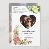 Invitation Mariage photo simple en noir et blanc (Devant / Derrière)