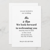 Invitation Mariage photo simple en noir et blanc (Devant / Derrière)