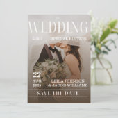 Invitation Mariage photo simple en noir et blanc (Debout devant)