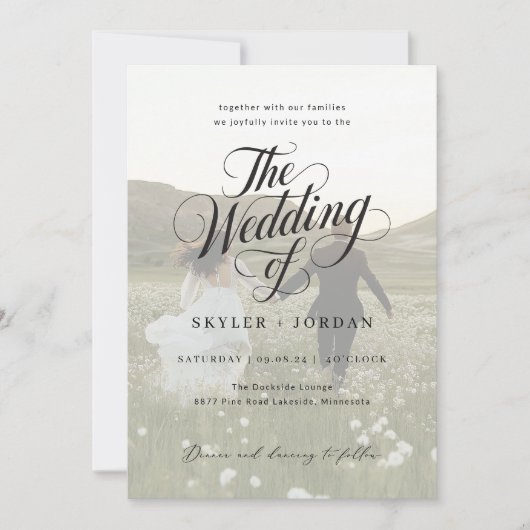 Invitation Mariage photo simple en noir et blanc (Devant)