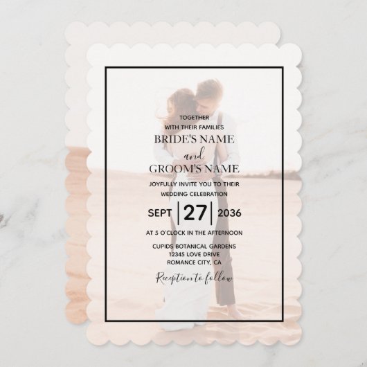 Invitation Mariage photo simple et élégant (Devant / Derrière)