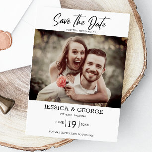 Invitation Mariage photo simple et élégant Enregistrer la dat