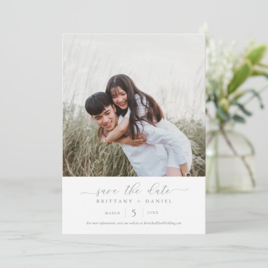 Invitation Mariage photo simple et élégant Enregistrer la dat (Debout devant)