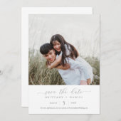 Invitation Mariage photo simple et élégant Enregistrer la dat (Devant / Derrière)