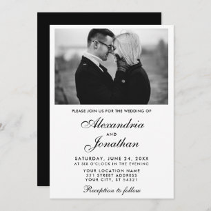 Invitation Mariage photo simple et élégant moderne BxW