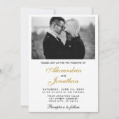 Invitation Mariage photo simple et élégant moderne Gold BW (Devant)