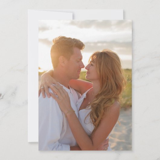 Invitation Mariage photo simple et moderne en bleu marine (Dos)