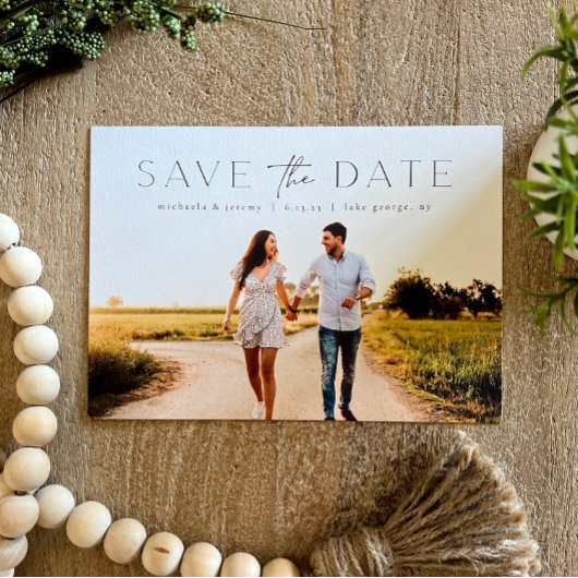 Invitation Mariage photo simple et moderne Enregistrer la dat