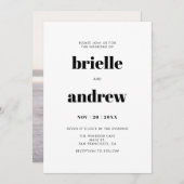 Invitation Mariage photo simple Gras Serif (Devant / Derrière)