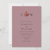 Invitation Mariage photo simple Leaf Mauve Monogram (Devant)