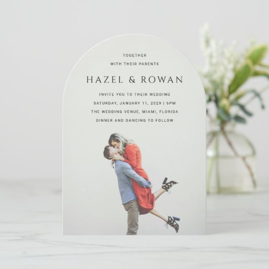 Invitation Mariage Photo Simple Moderne (Debout devant)