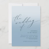 Invitation Mariage photo simple moderne Dusty Blue Navy (Devant)