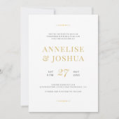 Invitation Mariage photo simple moderne en faux or (Devant)