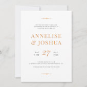 Invitation Mariage photo simple moderne en or cuivre (Devant)