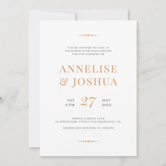 Invitation Mariage photo simple moderne en or cuivre (Devant)