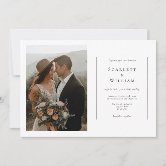 Invitation Mariage photo simple moderne minimal horizontal (Devant)