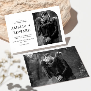 Invitation Mariage photo simple moderne noir blanc