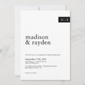 Invitation Mariage photo simple monogramme minimaliste classi (Devant)