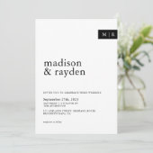 Invitation Mariage photo simple monogramme minimaliste classi (Debout devant)