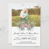 Invitation Mariage photo simple Roses (Devant)
